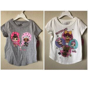Lot Of 2 LOL Surprise Sparkle Glitterati Heartbreaker T Shirt Top Size XS 4/5